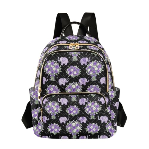 Sac à dos Wudan éléphants fleurs violettes S-M contre le mal de dos