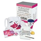 Schmincke - HORADAM® AQUARELL set completo, estuche de acuarela con 12 mediias godets de acuarela fina 74802097, accesorios: papel de acuarela, pinceles, delantal, taza de café/agua, etc.