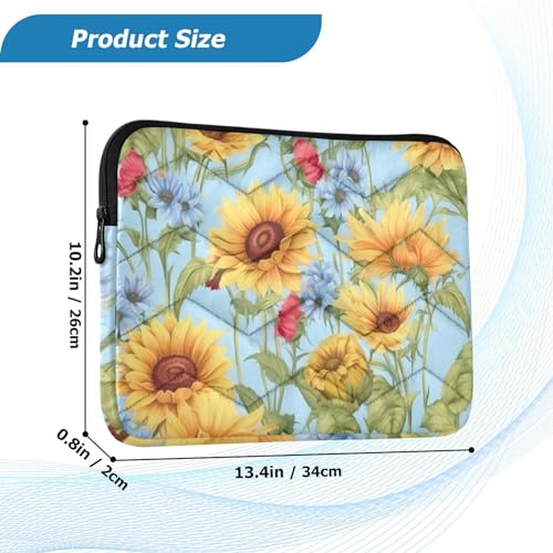 Funda para portátil 13-14 pulgadas Flowers Leaves Sunflower azul miniatura 3