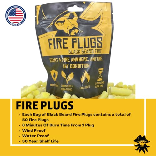 Black-Beard-Fire-Plugs-50-Plugs-100-Weatherproof-Fire-Starter-for-Campfires-Can-Light-50-Fires-Extra-Long-Burn-Time-30-Yr-Shelf-Life-for-Emergency-Survival-Kits-Made-in-USA-Yellow