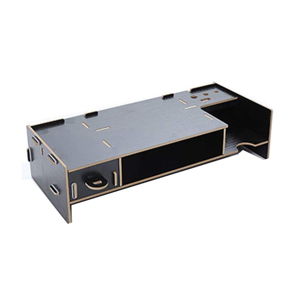 Baiyun in 2 strati di legno per monitor per computer, supporto per scrivania da ufficio, dimensioni 48 x 20 x 12 cm, nero, nome colore: nero (colore : nero)