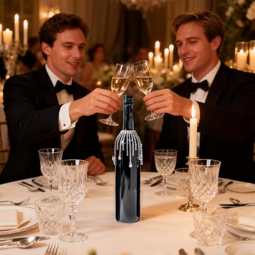 Decoraciones para botella de vino ajustables que no se caen con flequillo de 9cm 8