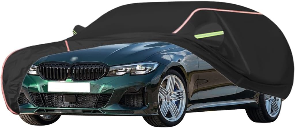 WOLWES Car Cover are Suitable for Alpina B3 Touring All-Weather Windproof, Snowproof, Rainproof, UV-Protected and Breathable All-Season Universal with Side Door Zip Oxford Cloth Car Cover (Color : Wh