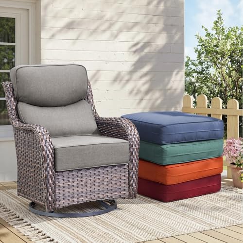 Image of Luxury 6-Inch Outdoor Chair Cushions - 24 inch* 24 inch Patio Furniture Cushions with Dual Layer Back Support & Removable Cover, 28D High Density Sponge Patio Cushion for Outdoor Furniture Couch Grey