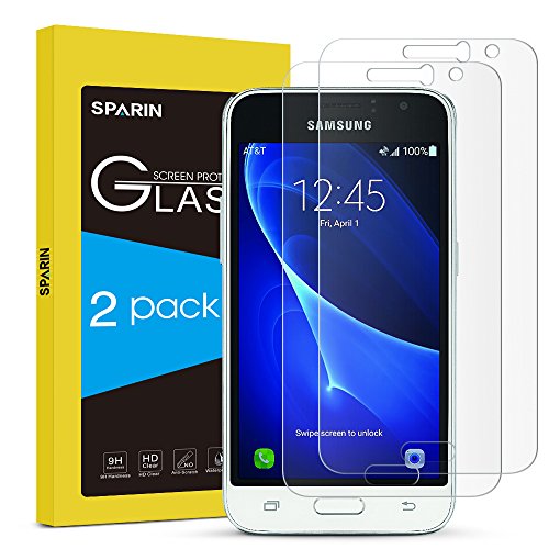 SPARIN [2 Pack] Samsung Galaxy Express 3 Screen Protector, Tempered Glass for Galaxy Luna / Express 3 / Amp 2 / J1 (2016) with [Bubble-Free] [Ultra Clear]