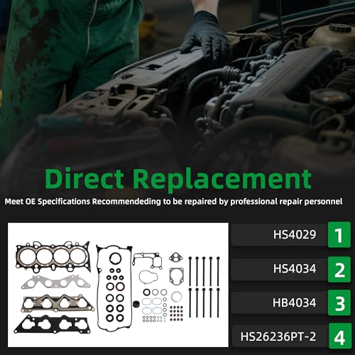 Image of Head Gasket with Bolts Set 1.7L HS26236PT-2 for Honda Civic EX /HX D17A2 D17A6 1.7L 2001 2002 2003 2004 2005 HS26236PT TCK312 HS4034 HB4034(76pcs)