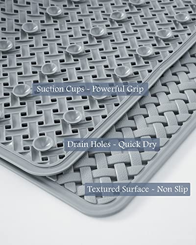 Padoor Bathtub-Mat Non Slip With Suction Cups And Drain Holes, Soft Machine Washable Shower Mat Anti Slip Bath Mat For Tub For Kids (14"X27" Gray) #TOP6