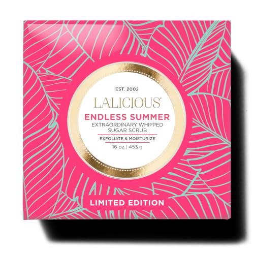Image of LALICIOUS Endless Summer Exfoliating & Moisturizing Body Scrub | Sugar & Coconut Oil | Pre-Shave Scrub for Ingrown Hairs & Razor Bumps | Gently Buffs & Smooths Sensitive Skin | No Parabens Large 16oz