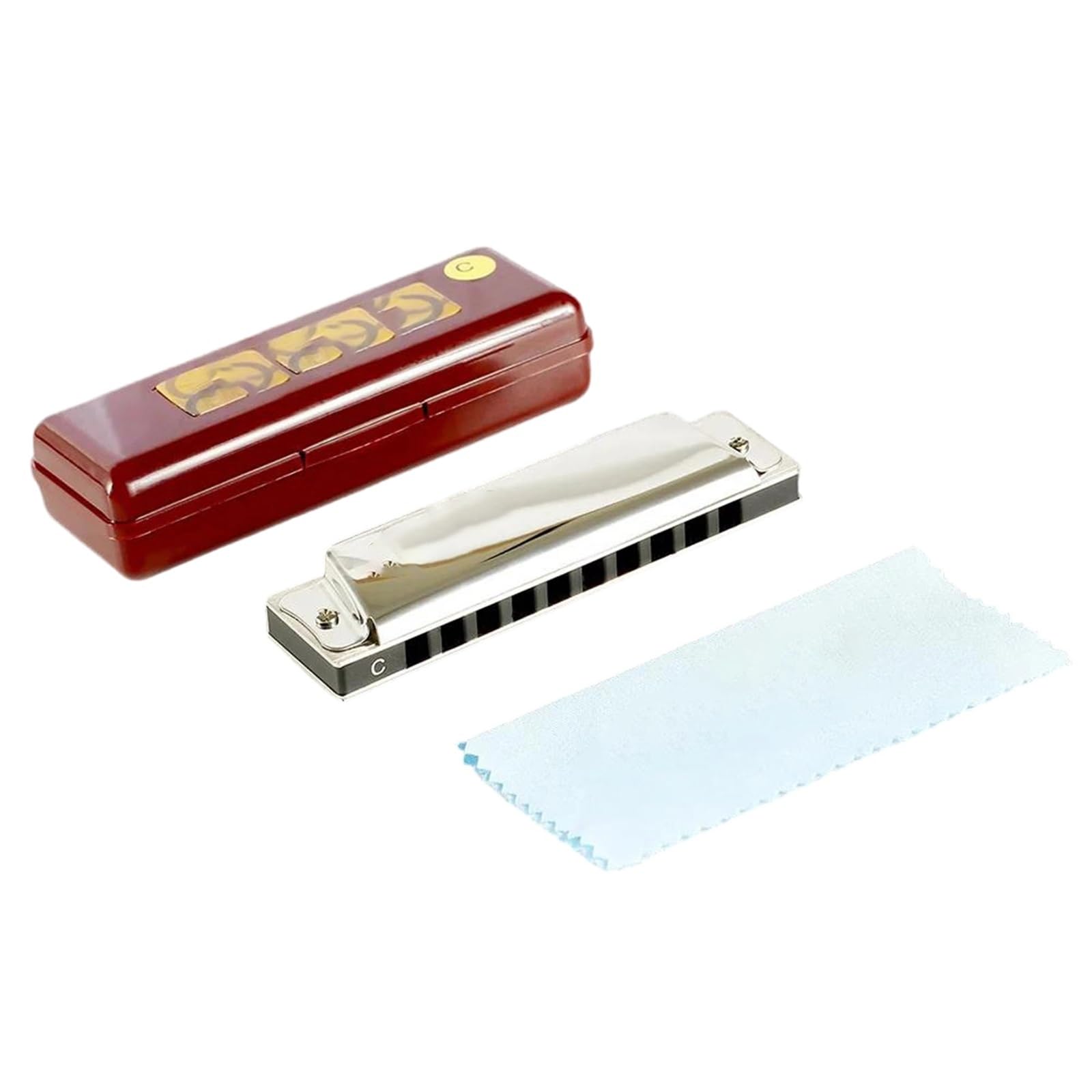 Principianti Armonica Armonica Blues Harp In Do A 10 Fori In Acciaio Inossidabile Con Custodia(C Key)