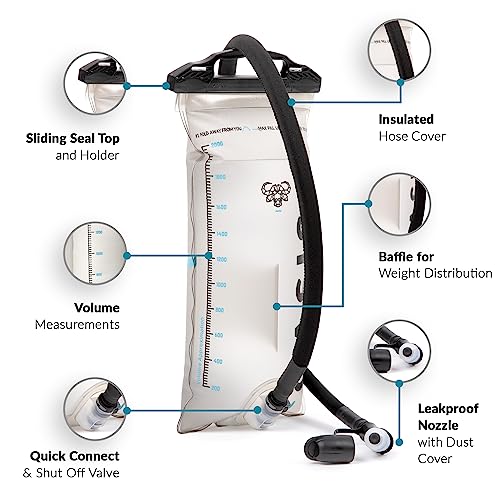 Water-Buffalo-Hydration-Bladder-Water-Bladder-for-Hiking-Backpack-Leak-Proof-2L-Hydration-Bladder-Water-Reservoir-Insulated-Hose-High-Flow-Bite-Valve-Oasis-2-Liter-Hydration-Bladder