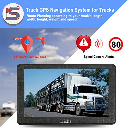 Hieha 7 Inches Navigation System for Car Truck RV Vehicles with Pre-Loaded Latest US/CA/MX Maps, 8GB 256Mb Touch Screen GPS Navigation Device with Car Bracket Holder, Lifetime Free Map Updates