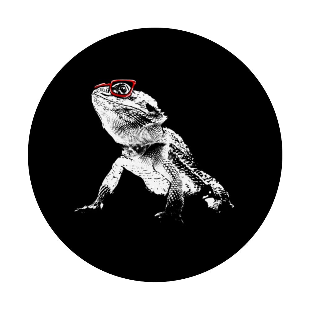 Bearded Dragon Nerd Pet Lizard Geek Bearded Dragon PopSockets Swappable PopGrip, Black - Image 3