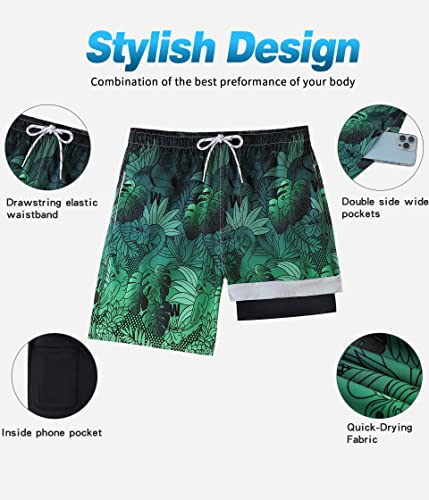 Boys Swim Trunks with Compression Liner Swim Shorts Anti Chafe Summer Beach Shorts2