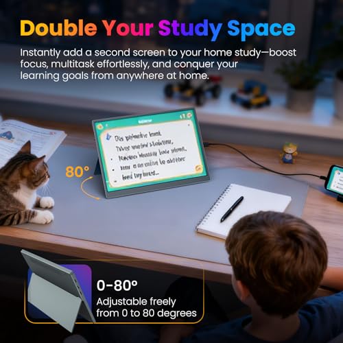 Image of Portable Monitor 10.5 inch 1280P 420 Nits100% sRGB Ultra-Slim Travel Monitor, HDR 16:10 Display with Adjustable Stand &Speakers USB-C HDMI, External Monitor for Laptop PC Phone
