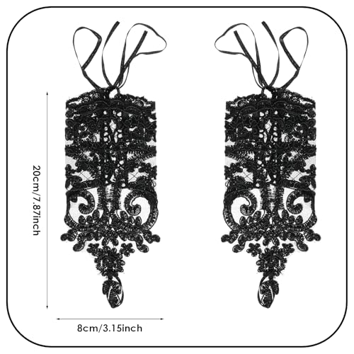 Lusofie Short Lace Fingerless Gloves for Women - Formal, Tea Party, Bridal, Prom, Opera Lace Soft Fingerless Weeding Gloves2