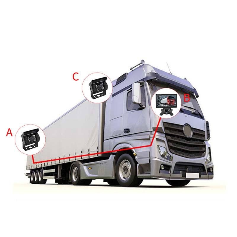 Image of Bus Truck Backup Camera with 10Meters Cable 4 Pin Aviation Connector, Waterproof IR Night Vision Wide Angle Rear View Lens for Bus /RV Camper /Truck /Trailer /Van roof Mounted Fitting