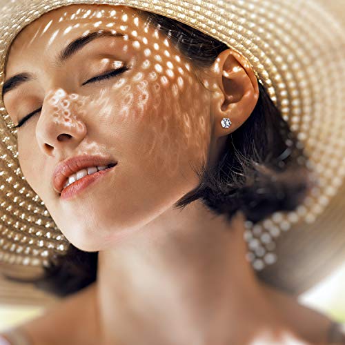Boao 15 Pairs Stainless Steel Stud Earrings for Women Birthstone Hypoallergenic Cubic Zirconia Stud Earrings Set4