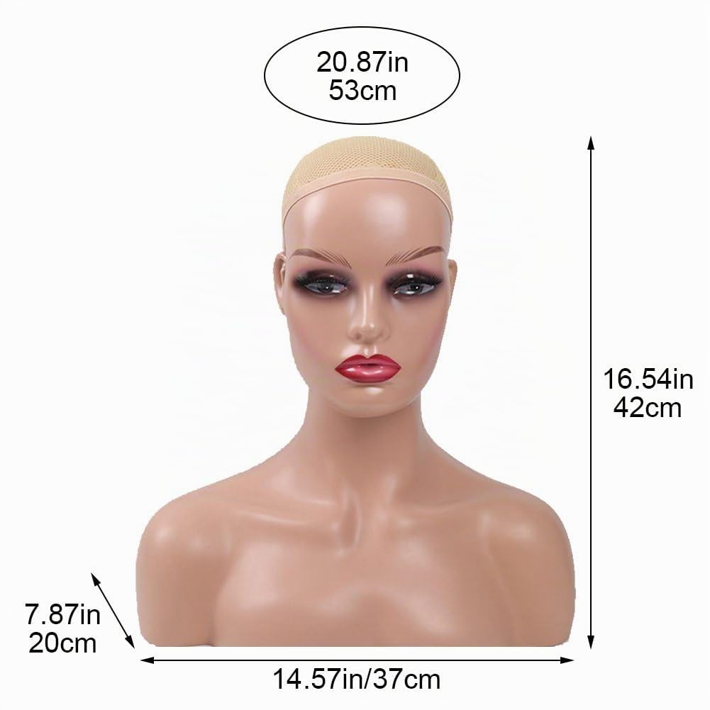 Tête De Mannequin Femme Réaliste avec Épaules Perruque Africaine Modèle D'affichage Tête De Buste pour Chapeau Lunettes Perruques Affichage