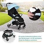 GOPLUS Zusammenklappbarer Kinderwagen, Buggy mit Verstellbarer Rückenlehne & Fußstütze & Bremse, 5-Punkt-Gurt, Einhändiges Sammeln, Vordach mit Fenstern, Aufbewahrungstasche, für 0-3 Jahre (Blau)