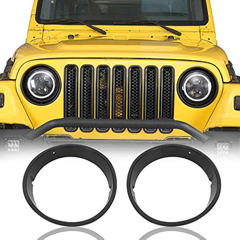 V8 GOD Matte Black Headlight Bezels Cover Trim Insert Bracket for Jeep Wrangler TJ 1997 1998 1999 2000 2001 2002 2003 2004 2005 2006 (Sold as Pair) Cover