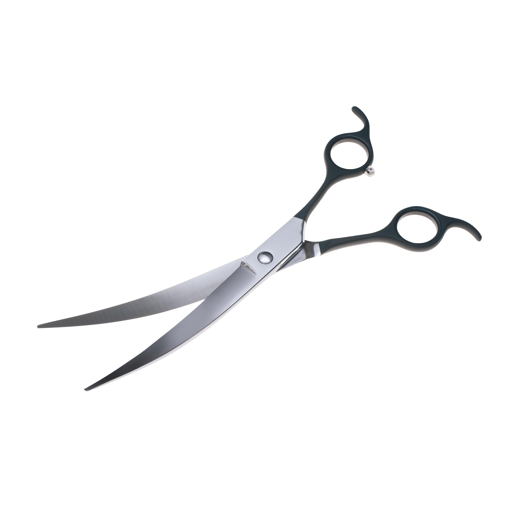 Mine Dog Grooming Scissors Curved 8" – Professional Japanese Steel, Convex Edge, Black Opposite Handles, Ideal for Teddy Cuts, Includes Eco Case & Care Kit