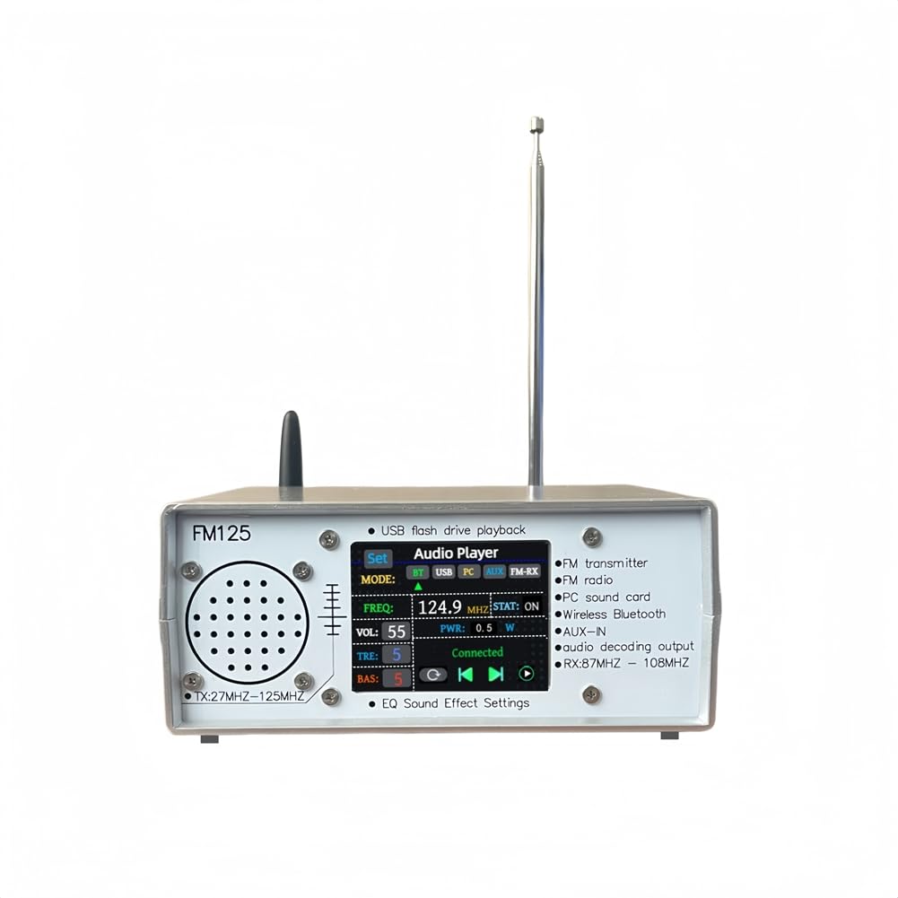 Trasmettitore FM FM125 27MHZ-125MHZ, Radio FM, Supporta USB, Scheda Audio per Computer, Lettore Musicale Bluetooth, Spina UE