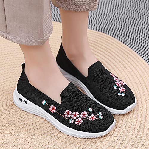 Covoyyar Women'S Slip On Shoes Casual Comfortable Tennis Floral Embroidered Walking Sneakers thumb #1