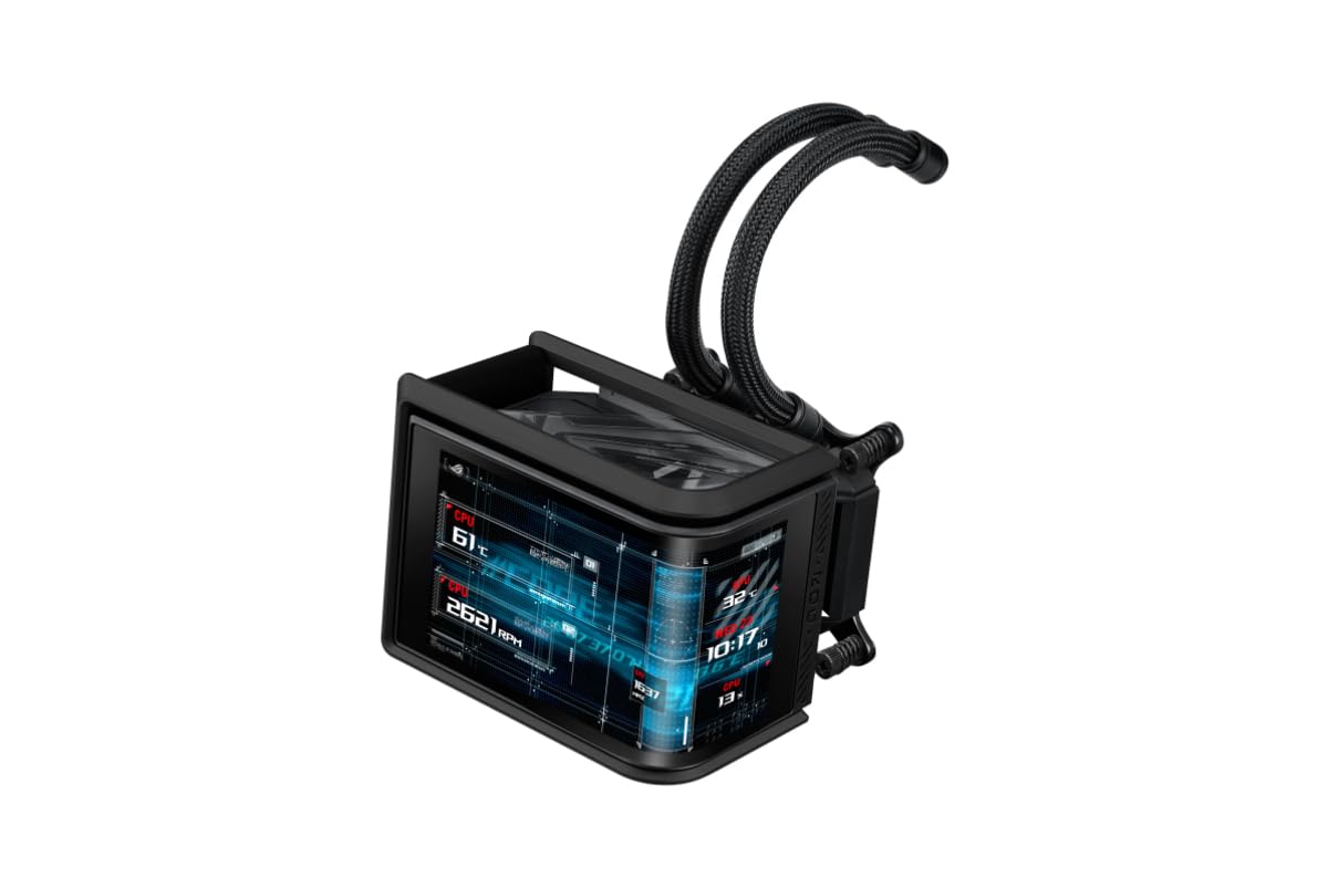 ASUS ROG RYUO IV 360 ARGB - Chłodnica cieczy do procesora All-in-One z 6,67" zakrzywionym ekranem AMOLED do filmów 3D, wstępnie zamontowane wentylatory ARGB, pompa Asetek Emma Gen8 V2, pasta termiczna