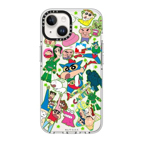 CASETiFY CpNg NA iPhone 14 P[X [ϖh~/NA /MagSafeΉ/Crayon Shin-chan Co-Lab] - Crayon Shinchan Sticker Case - Action Kamen