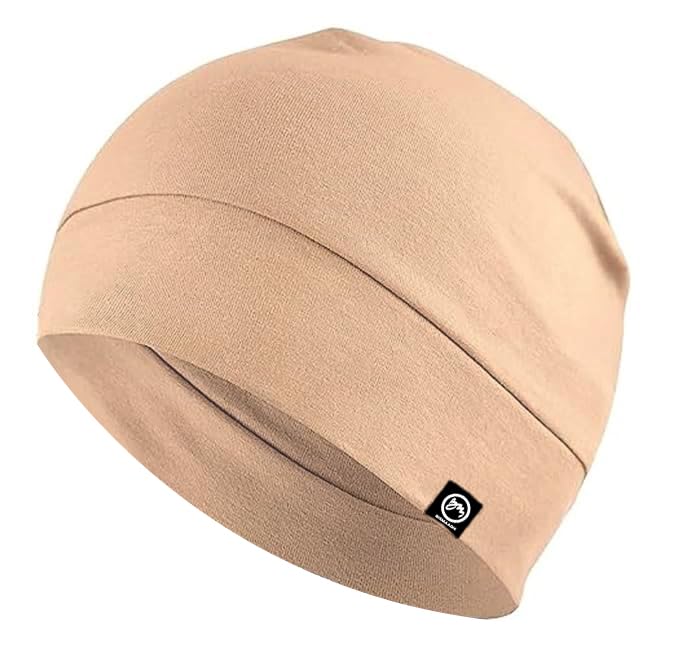 Image of Cooling Cotton Skull Caps for Men Women, Lightweight Beanie Sleep Hats Breathable Helmet Liner