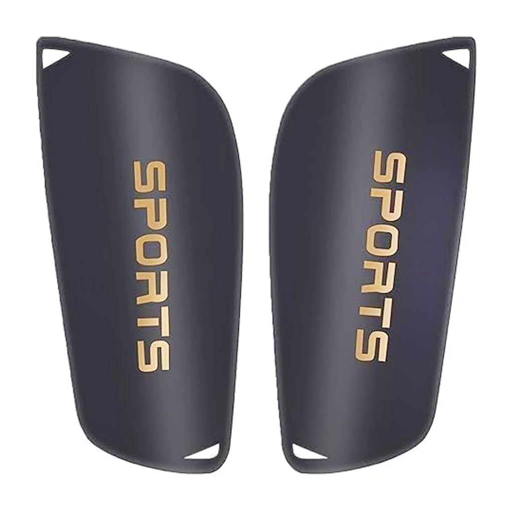 1 Pair Football Shin Pads, Kids Shin Guards for Football Games, Sturdy Plastic Protection with EVA Lining for Pupils & Youth, Boys & Girls Soccer Training Equipment, 15.5CM Height,Sleek Black (M)