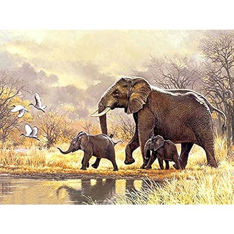 Pentoa 5D Diamond Painting Kit for Adults Three Elephants, Full Drill Paint with Diamonds Art Animal, Cross Stitch Embroidery Paintings Pictures Crystal Rhinestone Craft for Home Wall Decor 30×40cm Cover