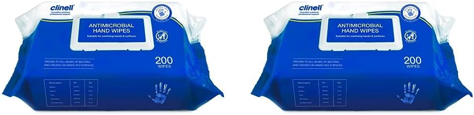 Clinell CAHW200 Antibacterial Hand Wipe Suitable for Hands and Surfaces, Pack of 400,15 x 10 x 12 centimetres