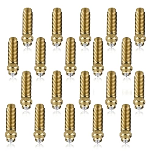 Ukontagood 20 Pcs Brass-Hardened Steel Nozzles, 0.2mm 0.4mm 0.6mm 0.8mm High Thermal Conductivity Wear Resistance Hotend Nozzles for Elegoo Centauri 3D Printer Accessories