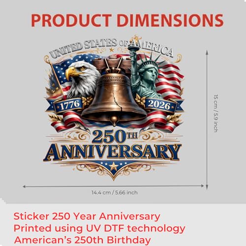 Image of 2-Piece USA 250th Anniversary Patriotic Car Decal | Vinyl window decal for vehicles and laptop sticker; 1776-2026 commemorative patriotic design