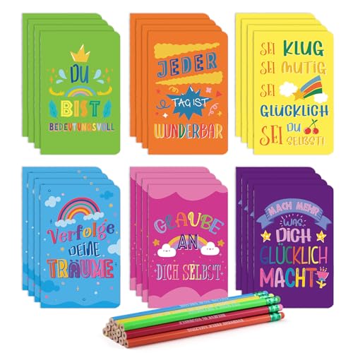 Yoosso 24 Teiliges Klassengeschenk Set-Lustige Notizblöcke und Bleistifte Geburtstag Gastgeschenke Motivierende Notizbuch Klein als Abschiedsgeschenk Kollegen Schüler Grundschule Schuljahresende