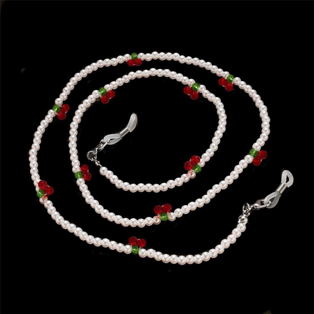 Catena for Occhiali da Vista in ciliegio Catena in Corda Striscia Cordino for Collo Catena for Occhiali da Sole da Donna Fatti a Mano con Perline di Cristallo