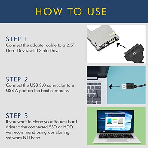 Cable adaptador SATA a USB 3.0 NTI de alta velocidad miniatura 2