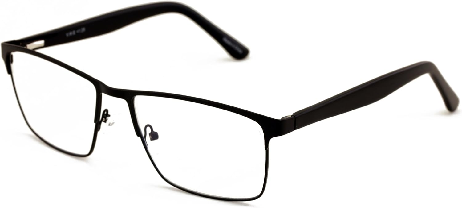 V.W.E. Men Premium Rectangle Metal - Plastic Temple Extra Large Reader - 152mm Wide Frame Reading Glasses Anti-Blue UV - Image 2