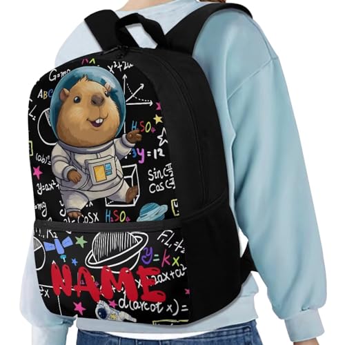 Rnyleeg Custom Name Capybara Backpack for Boys Elementary School Personalized Boys Backpack 10-12 Years Old Large Capacity Kids Book Bag Back to School Supplies Set4