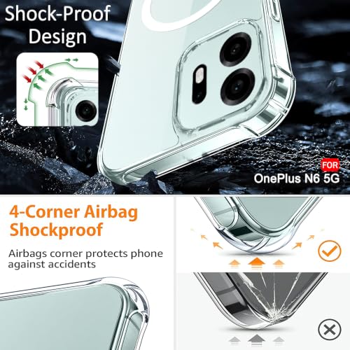 Image of TheGiftKart ShockProof Ultra-Hybrid Back Cover Case for OnePlus N6 5G Compatible with MagSafe | 360 Degree Protection | Crystal Clear Hard Back Cover Case for OnePlus N6 (PC & TPU, Transparent Bumper)