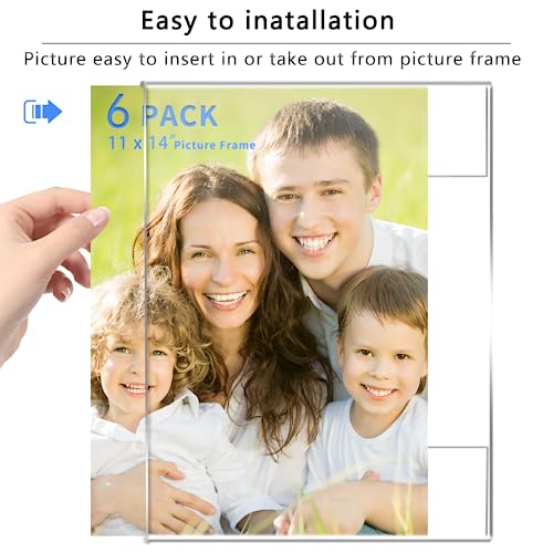 Dzz 11X14 Frame Clear Acrylic 11 X 14 Picture Frame,High Transparent Photo Frame,Frames 11X14 For Photo Poster Canvas Certificate Document Gallery,Set Of 6 thumb #1