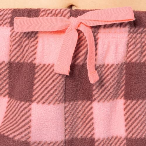 Fruit of the Loom Calça de pijama feminina de lã, pacote com 2, Rosa mesclado/xadrez búfalo, M