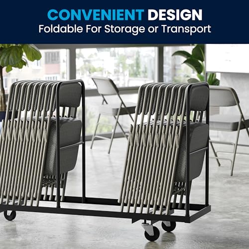 Flash Furniture Hercules Series Metal Folding Chairs with Cushioned Seats, Fabric Upholstered Event Chairs, Set of 2, Gray by Flash Furniture - Used condition - Image 4
