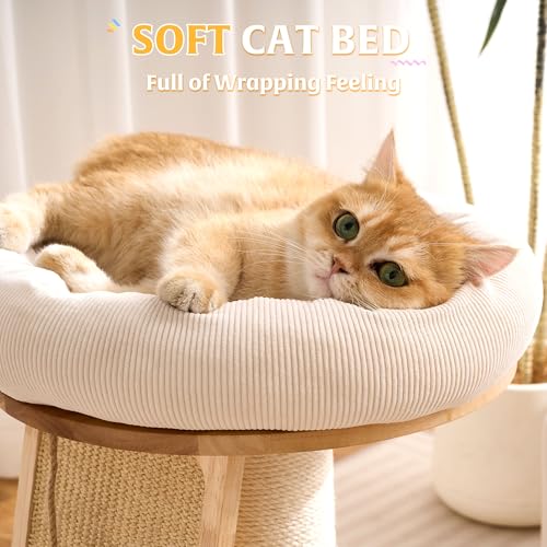 Torre para gatos de madera sólida HITTITE con cama y rascador miniatura 6