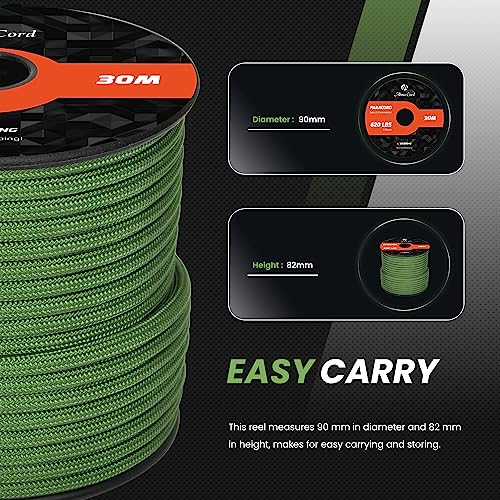 Abma Cord Paracord 620 lbs 4mm 9 Strands 100% Nylon 30M - Forest green, Solid-forest Green, 30 Meters - Image 2