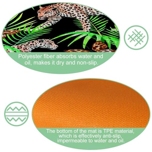 Tapete de cocina de leopardo antideslizante pack de 2 alfombras lavables absorbentes 6