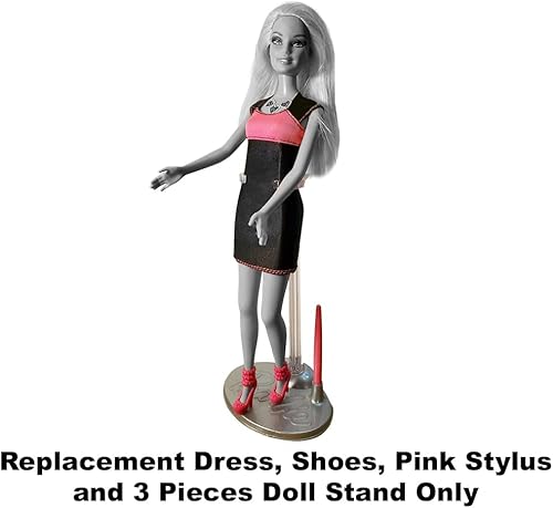 Miniatura 3 de Piezas de repuesto para muñeca de vestir digital Barbie - Y8178 ~ Piezas de repuesto ~ Incluye vestido, zapatos, lápiz digital rosa y soporte de