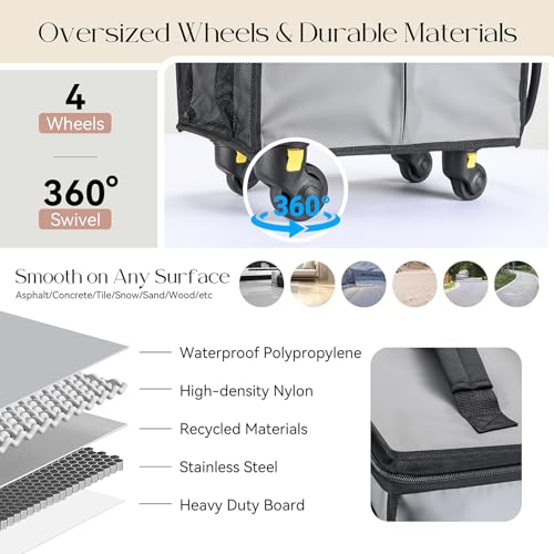 Image of PASMAN Reusable Foldable Rolling Grocery Bag on 5 Wheels