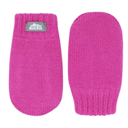Jan & Jul baby toddler warm fleece lined thumbless knit mittens for fall winter (Mitten S: 0-9m, Hot Pink)